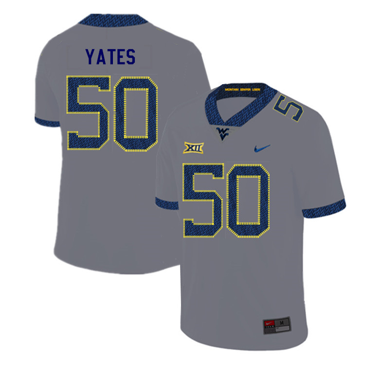 2019 Men #50 Brandon Yates West Virginia Mountaineers College Football Jerseys Sale-Gray - Click Image to Close